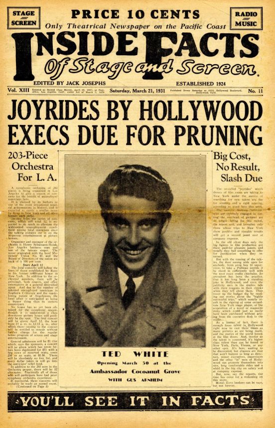 INSIDE FACTS OF STAGE AND SCREEN magazine side cover 21 March 1931