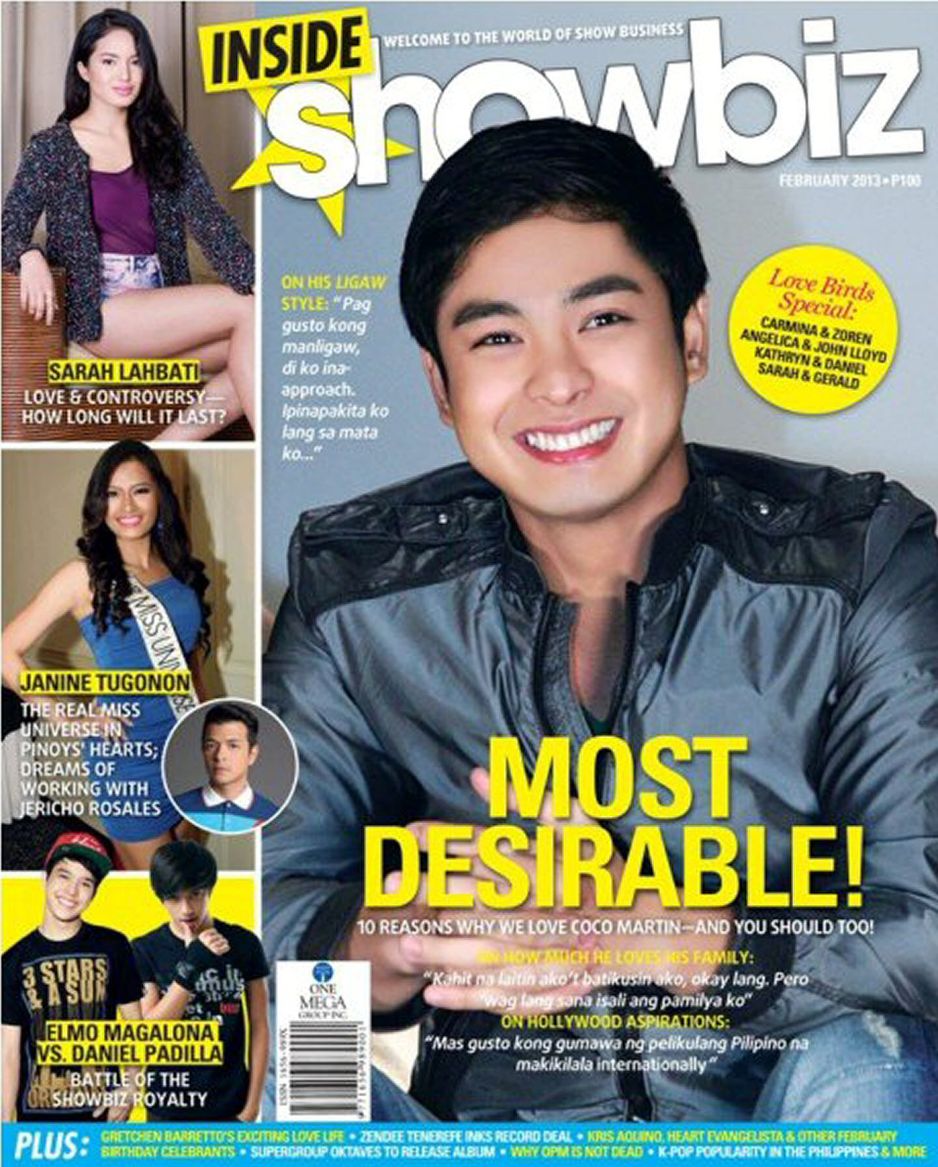 INSIDE SHOWBIZ magazine side cover  February 2013
