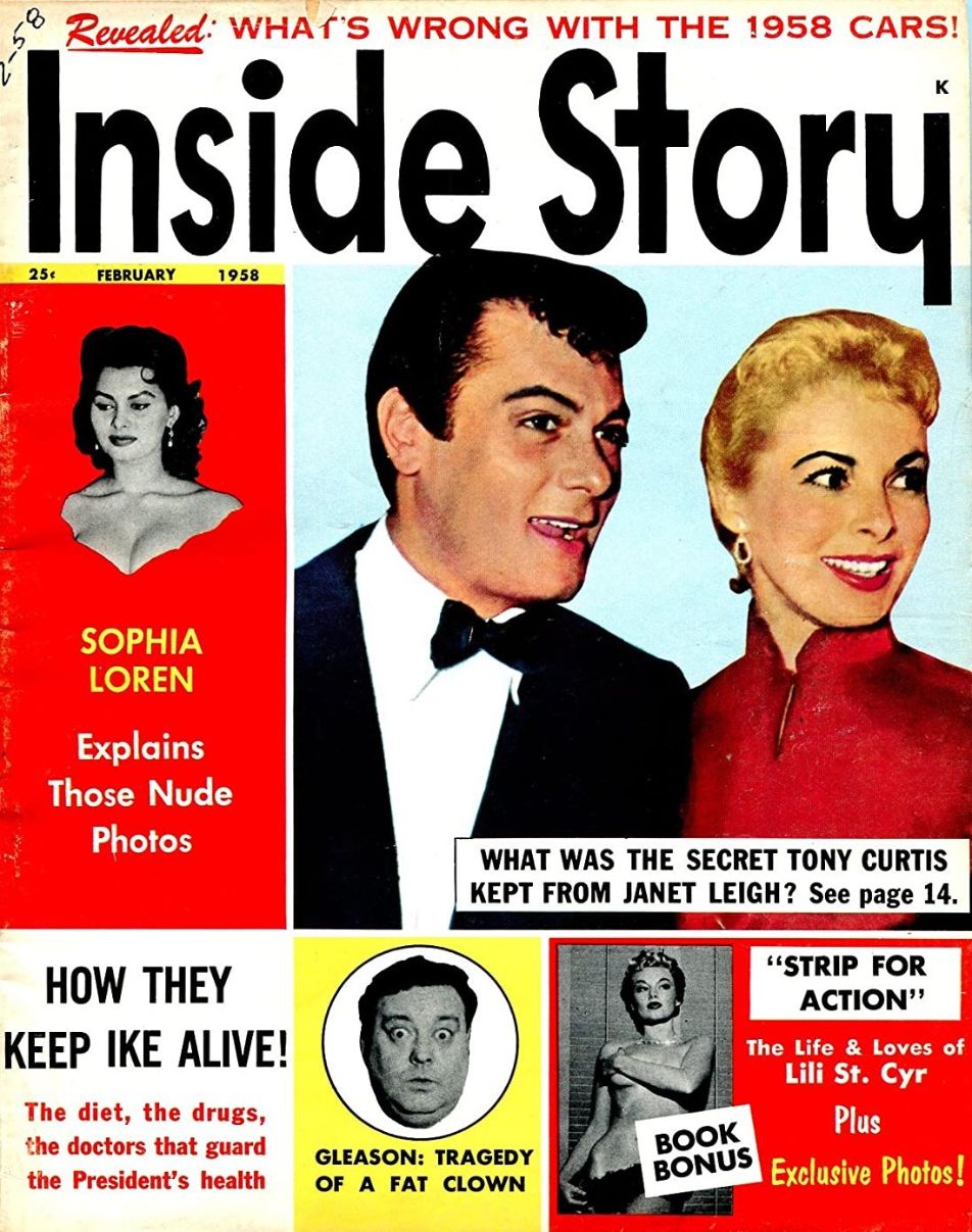 INSIDE STORY magazine side cover  February 1958
