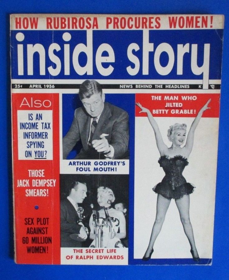 INSIDE STORY magazine side cover  April 1956