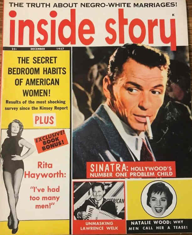INSIDE STORY magazine side cover  December 1957