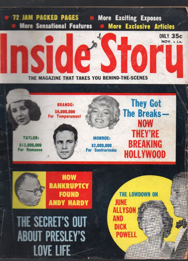 INSIDE STORY magazine side cover  November 1962