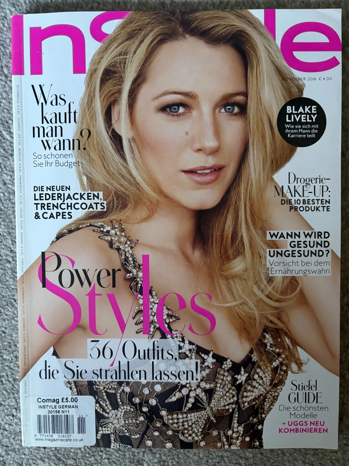 IN STYLE GERMANY magazine side cover  November 2016