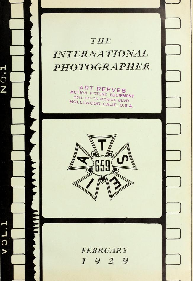 INTERNATIONAL PHOTOGRAPHER magazine side cover Issue 1 February 1929