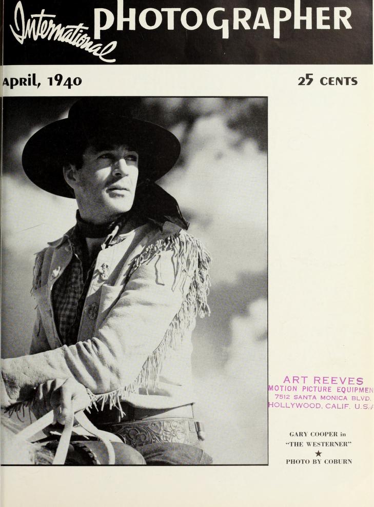 INTERNATIONAL PHOTOGRAPHER magazine side cover April 1940