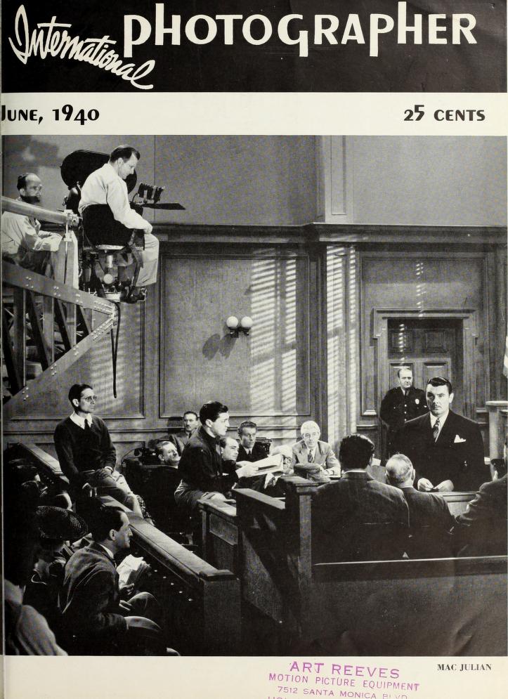 INTERNATIONAL PHOTOGRAPHER magazine side cover June 1940