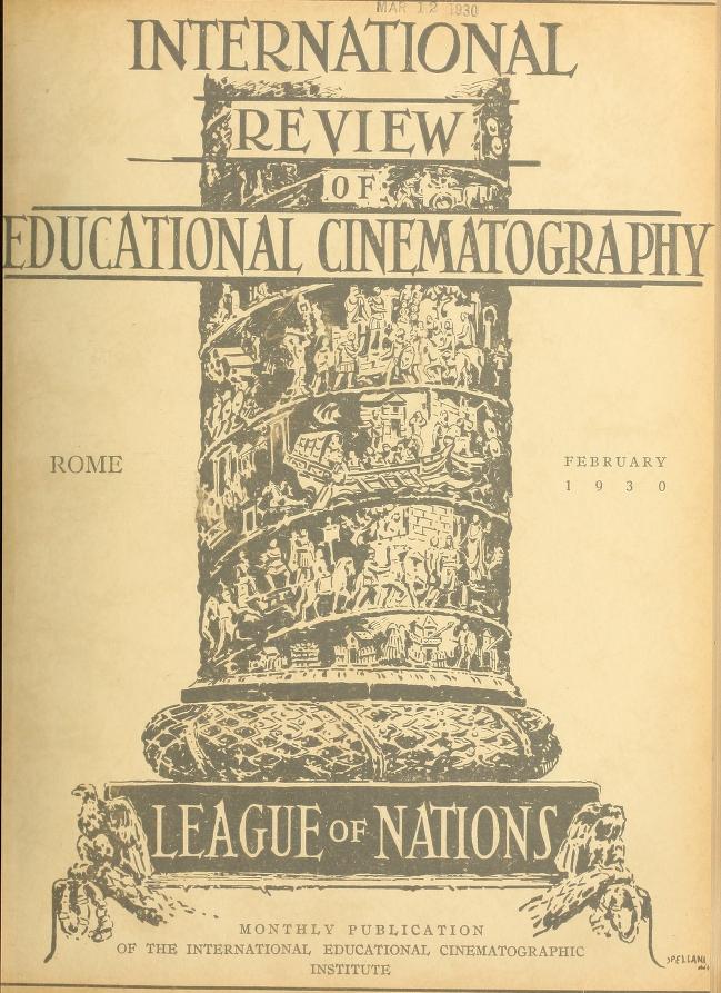 INTERNATIONAL REVIEW OF EDUCATIONAL CINEMATOGRAPHY magazine side cover February 1930