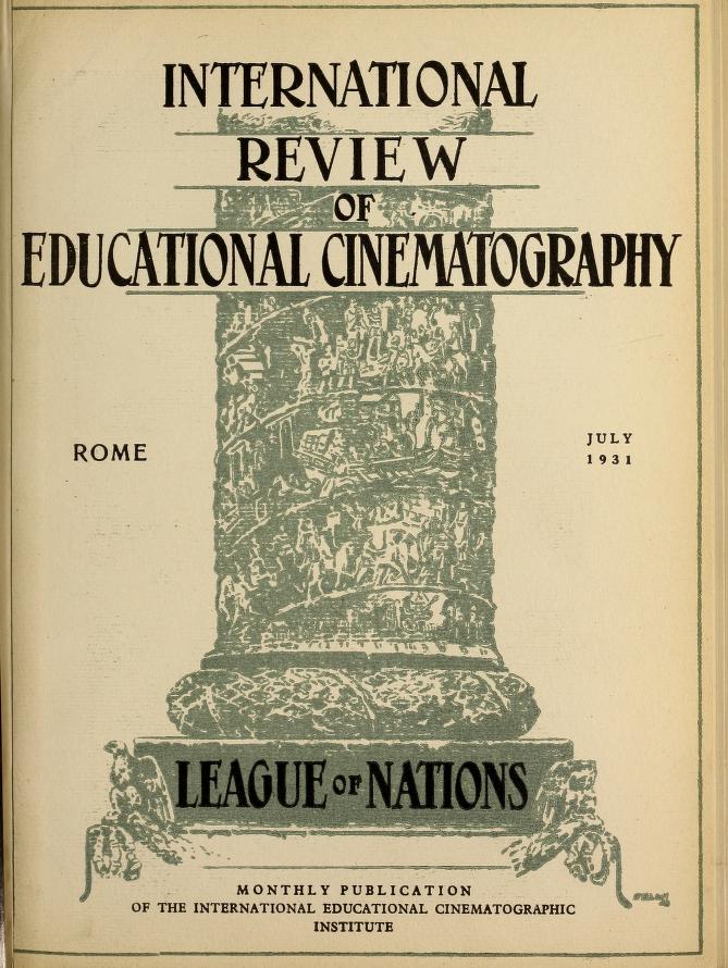 INTERNATIONAL REVIEW OF EDUCATIONAL CINEMATOGRAPHY magazine side cover July 1931