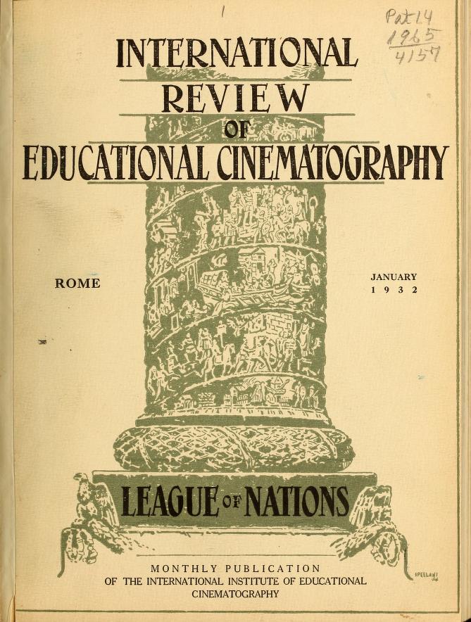 INTERNATIONAL REVIEW OF EDUCATIONAL CINEMATOGRAPHY magazine side cover January 1932