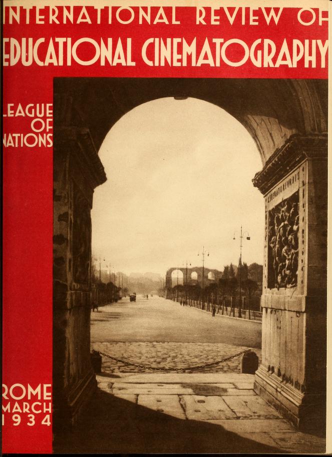INTERNATIONAL REVIEW OF EDUCATIONAL CINEMATOGRAPHY magazine side cover March 1934