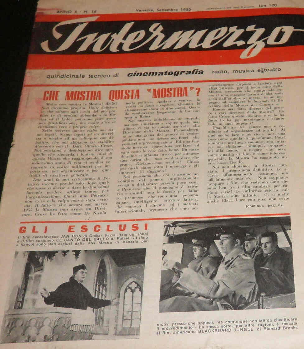 INTERMEZZO magazine side cover Issue 16 September 1955