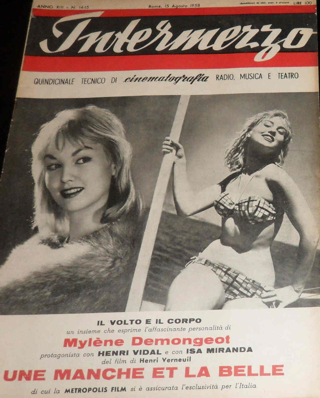 INTERMEZZO magazine side cover Issue 14/15 15 August 1958