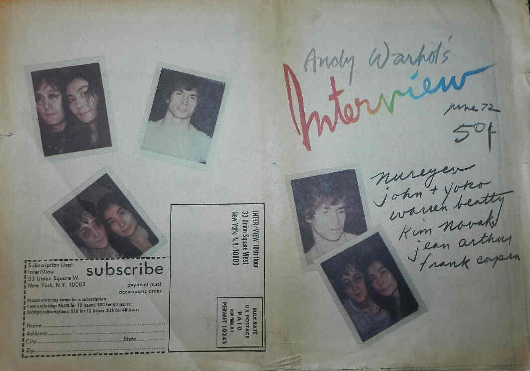 INTERVIEW magazine side cover June 1972