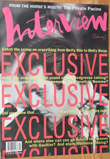 INTERVIEW magazine side cover February 1991