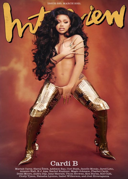 INTERVIEW magazine side cover Issue 535  March 2021