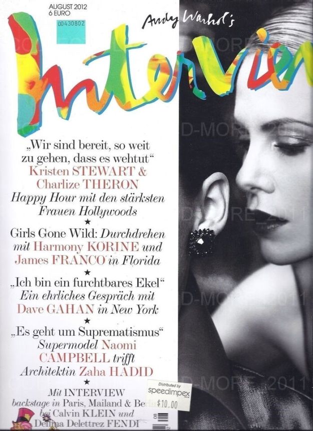 INTERVIEW (GERMAN) magazine side cover  August 2012