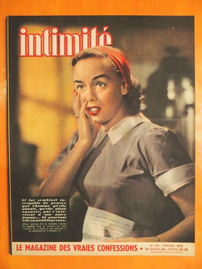 INTIMITE magazine side cover Issue 182 17 April 1949