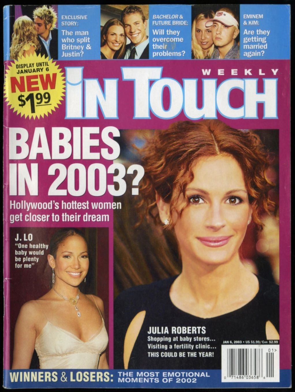 IN TOUCH magazine side cover 6 January 2003