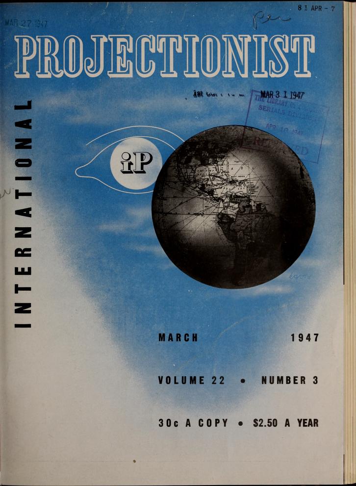 INTERNATIONAL PROJECTIONIST magazine side cover March 1947