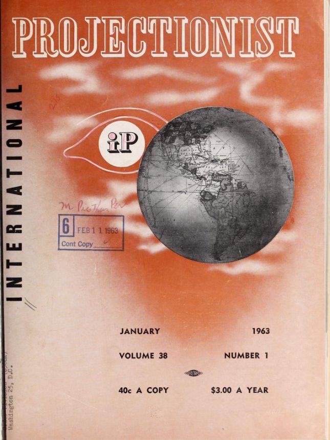INTERNATIONAL PROJECTIONIST magazine side cover  January 1963