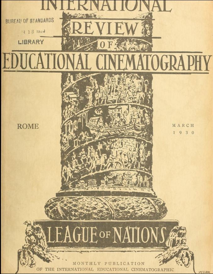 INTERNATIONAL REVIEW OF EDUCATIONAL CINEMATOGRAPHY magazine side cover March 1930