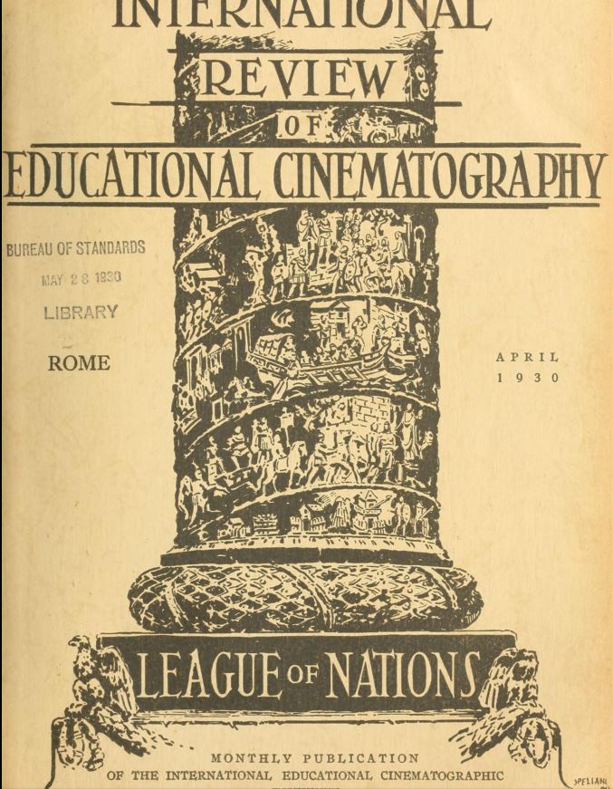 INTERNATIONAL REVIEW OF EDUCATIONAL CINEMATOGRAPHY magazine side cover April 1930