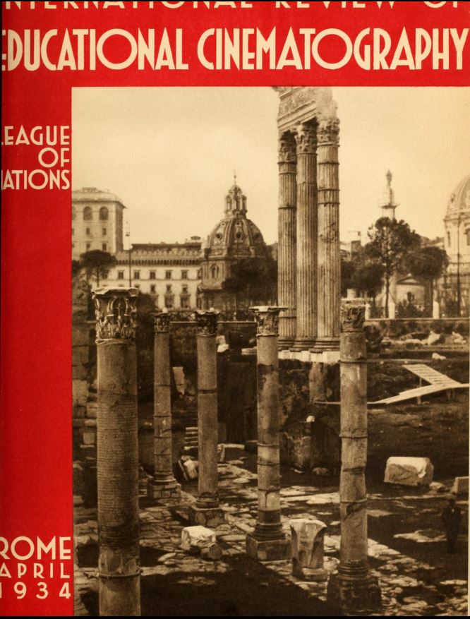 INTERNATIONAL REVIEW OF EDUCATIONAL CINEMATOGRAPHY magazine side cover April 1934