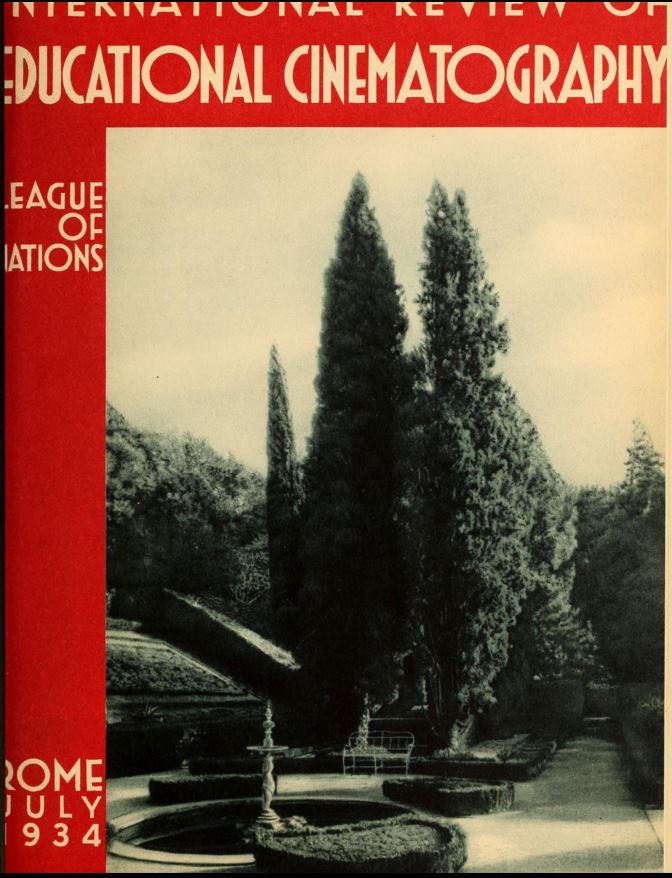 INTERNATIONAL REVIEW OF EDUCATIONAL CINEMATOGRAPHY magazine side cover July 1934