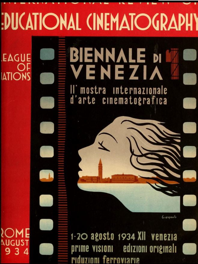 INTERNATIONAL REVIEW OF EDUCATIONAL CINEMATOGRAPHY magazine side cover August 1934