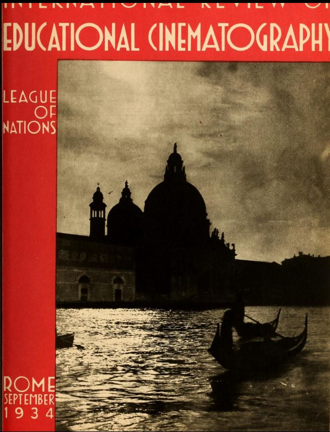 INTERNATIONAL REVIEW OF EDUCATIONAL CINEMATOGRAPHY magazine side cover September 1934