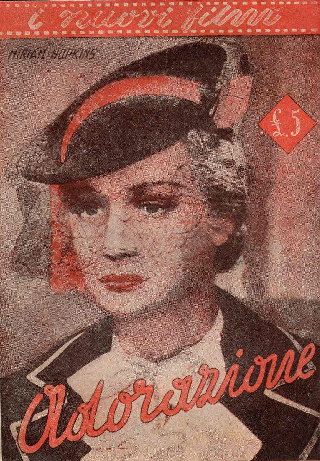 I NUOVI FILM magazine side cover  1938