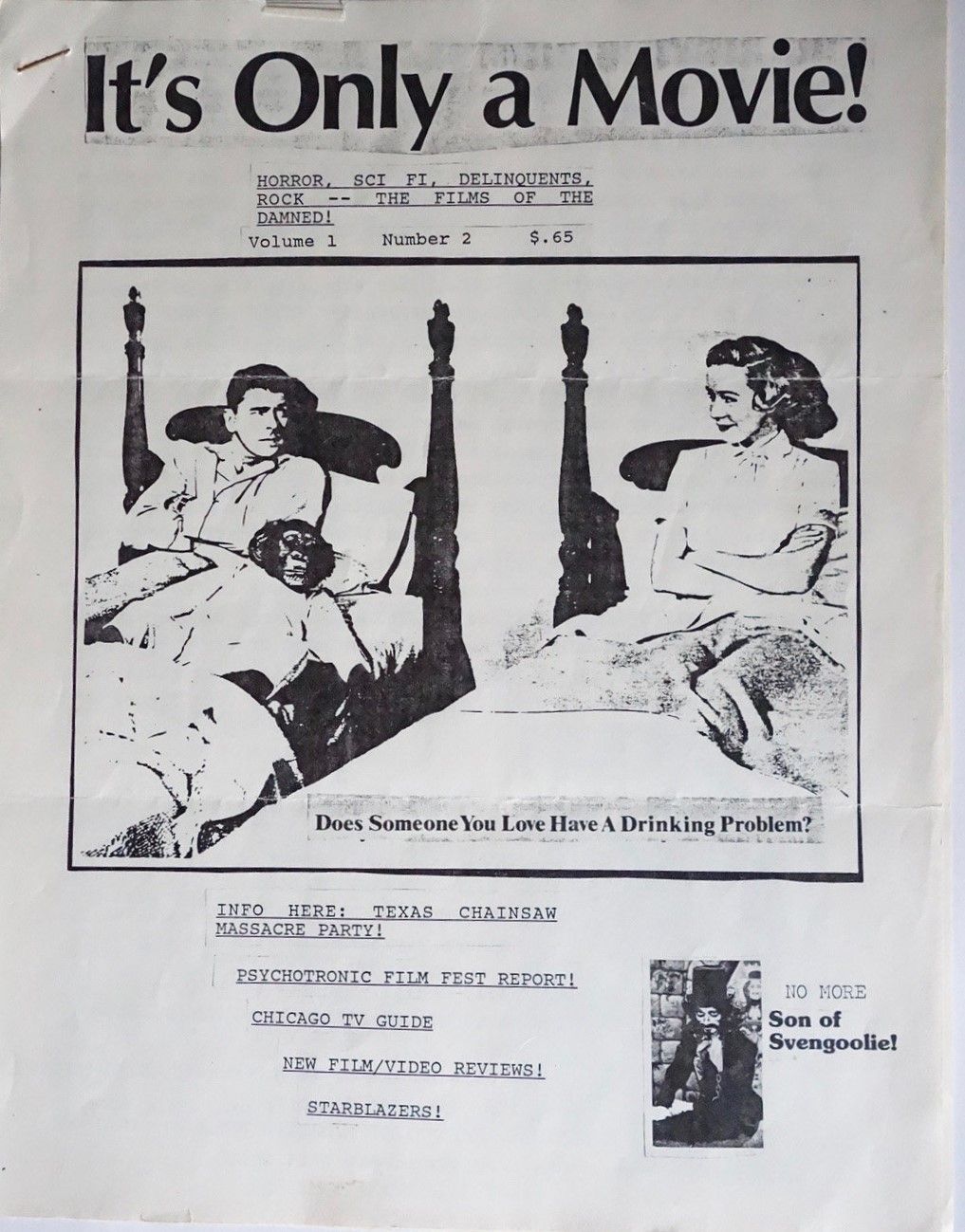 ITS ONLY A MOVIE magazine side cover  Vol 1 # 2 Newsletter 1986