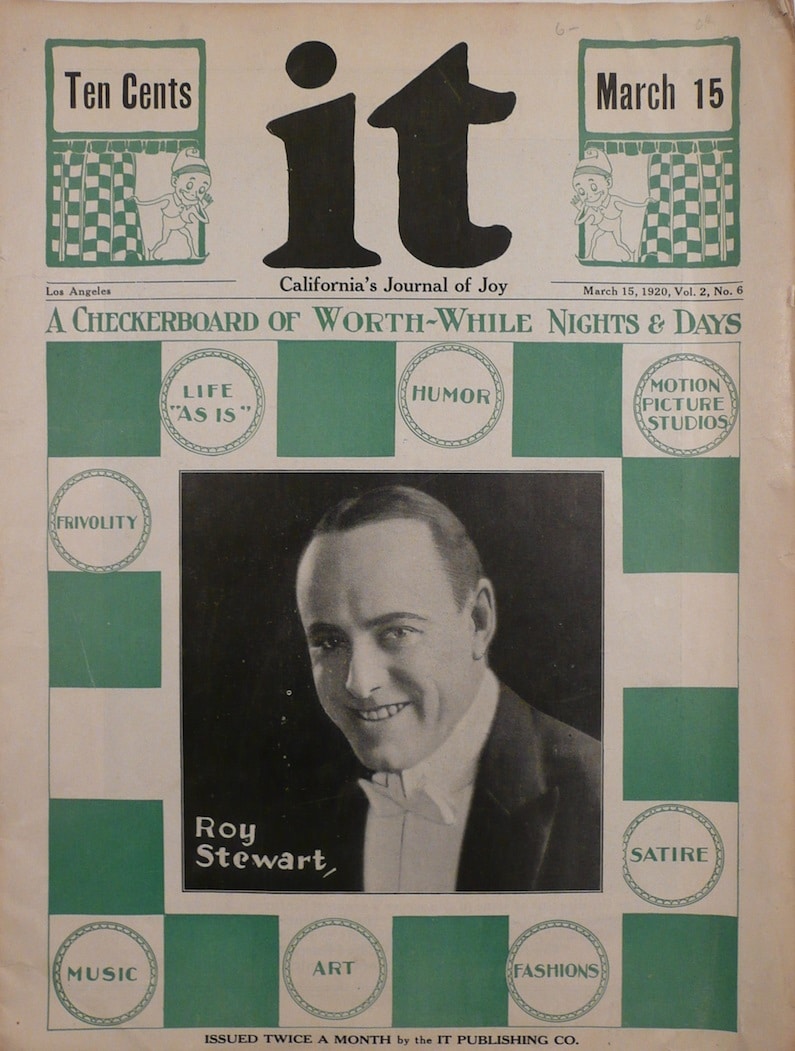 IT (MOTION PICTURE JOURNAL OF JOY) magazine side cover  Vol 2 No  6 15 March 1920