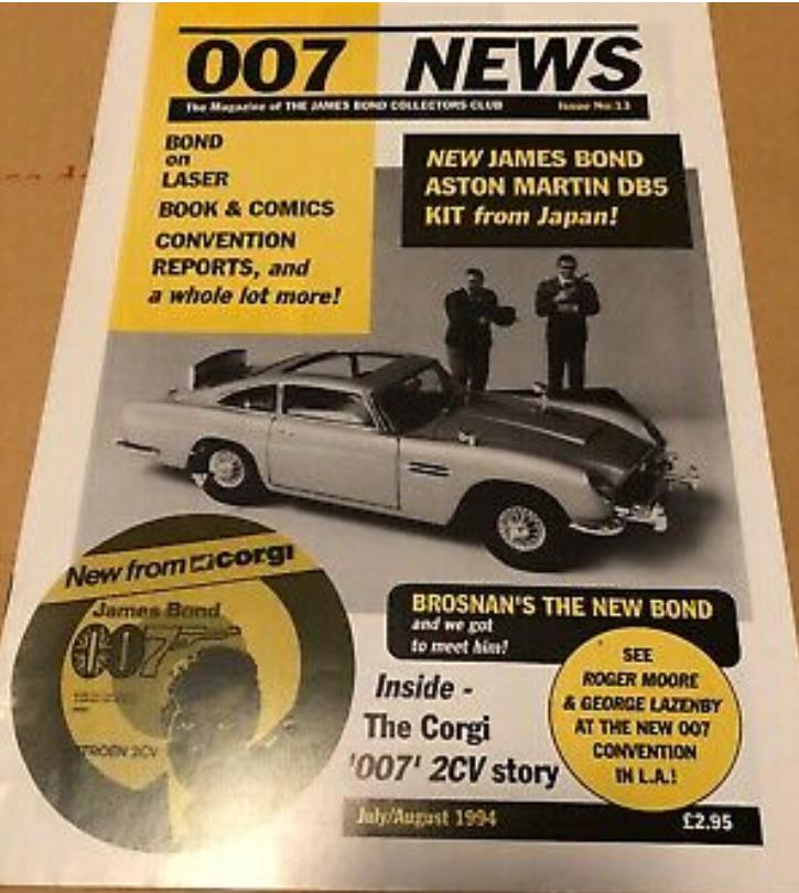 JAMES BOND COLLECTORS CLUB NEWS magazine side cover Issue 13  July/August 1994