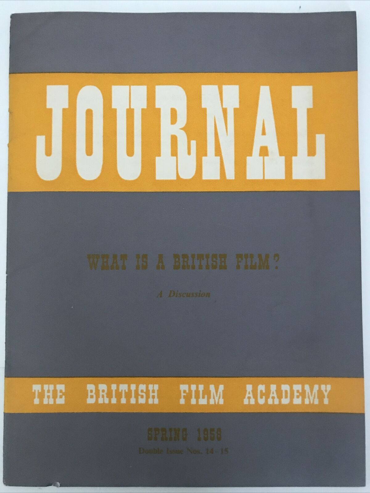 JOURNAL OF THE BRITISH FILM ACADEMY | THE magazine side cover Issue 14-15   1958