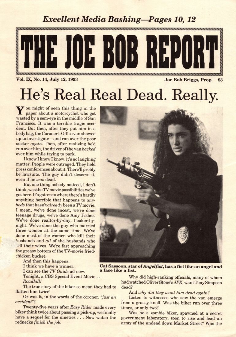 JOE BOB REPORT magazine side cover  Vol 9 No  14 12 July 1993
