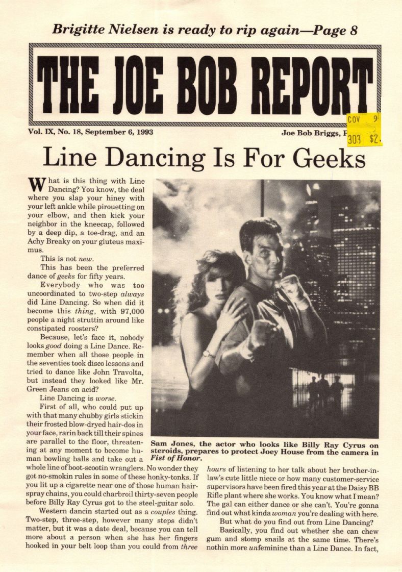 JOE BOB REPORT magazine side cover  Vol 9 No 18 6 September 1993
