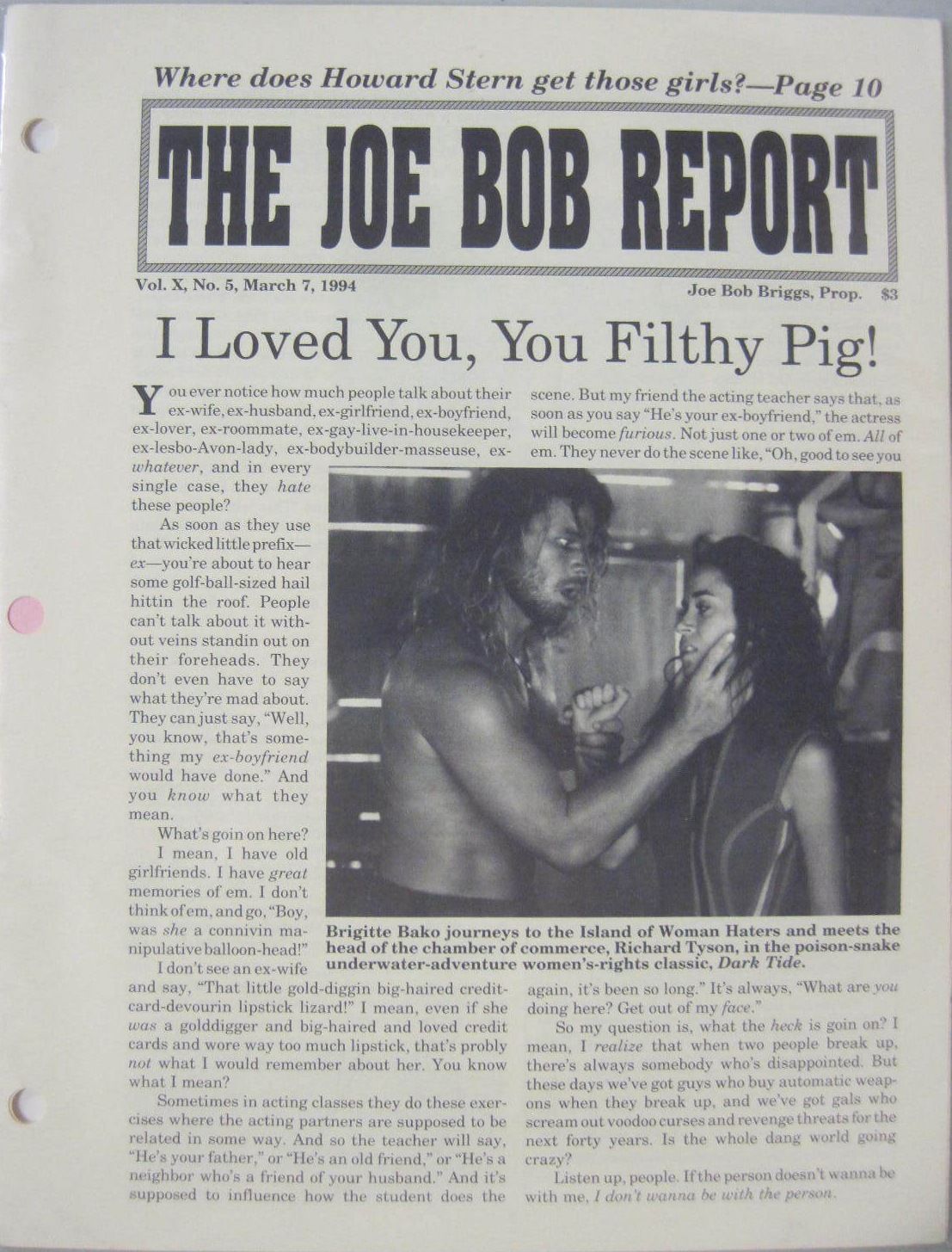 JOE BOB REPORT magazine side cover  Vol 10 No 5 7 March 1994
