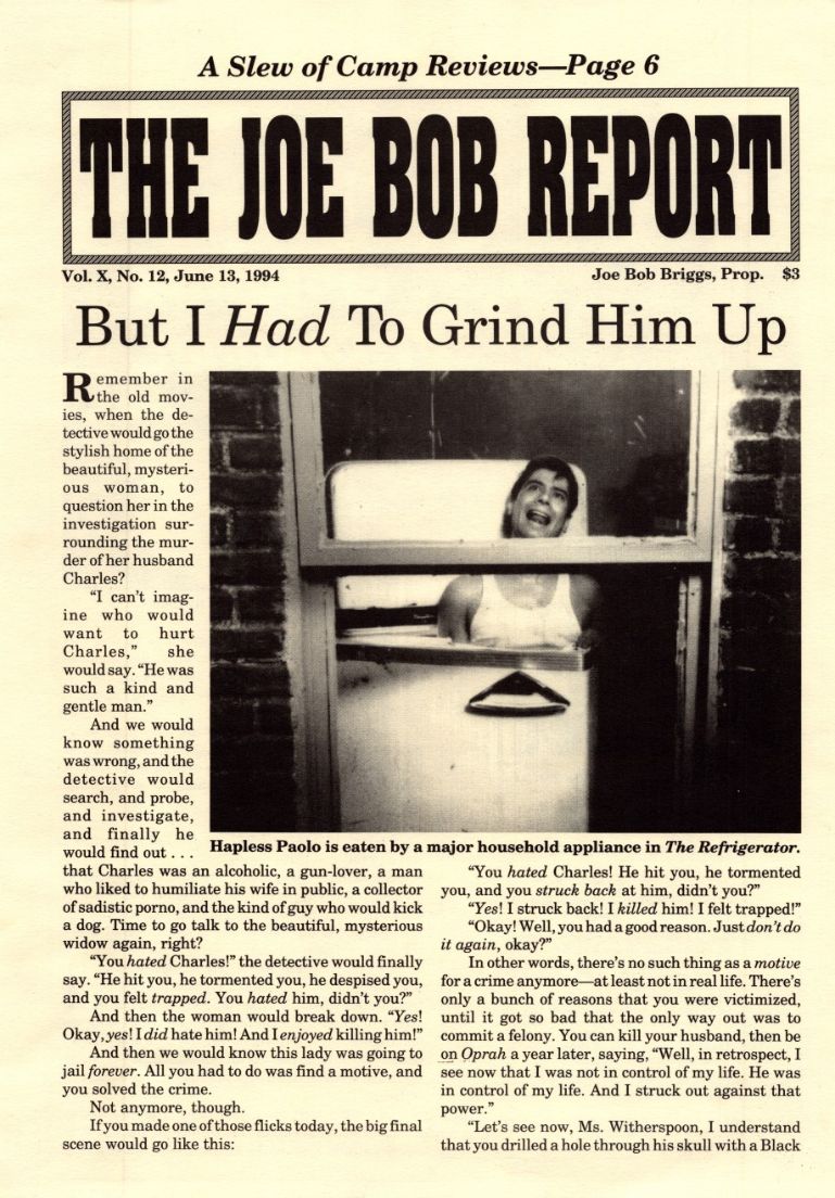 JOE BOB REPORT magazine side cover  Vol 10 No  12 13 June 1994