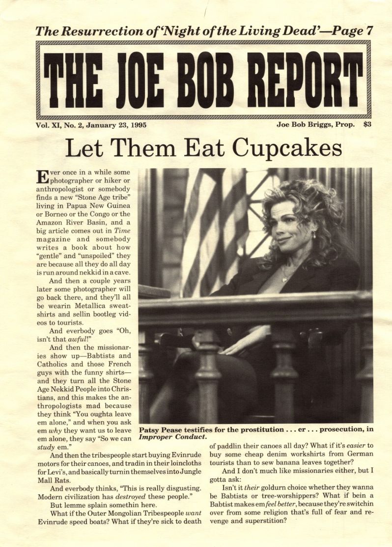 JOE BOB REPORT magazine side cover  Vol 11 No 2 23 January 1995