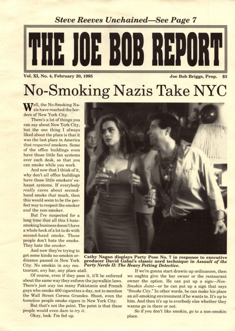 JOE BOB REPORT magazine side cover  Vol 11 No  4 20 February 1995