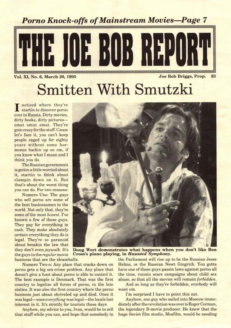 JOE BOB REPORT magazine side cover  Vol 11 No  6 20 March 1995