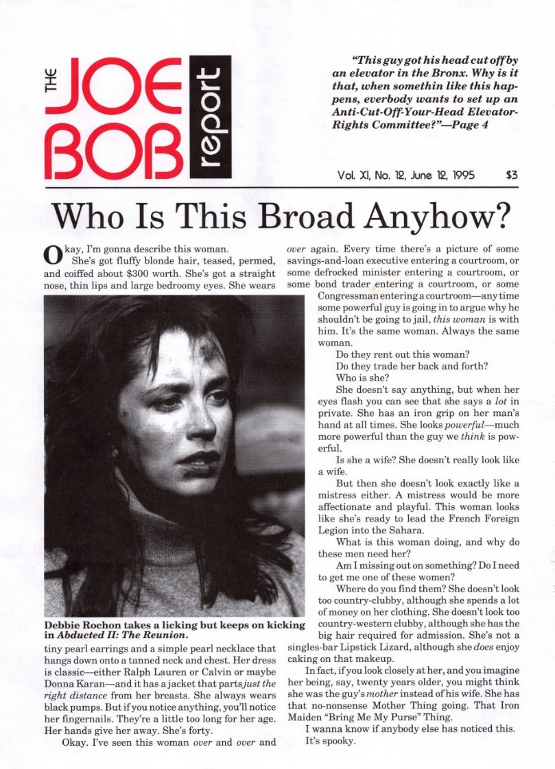 JOE BOB REPORT magazine side cover  Vol 11 No  12 12 June 1995