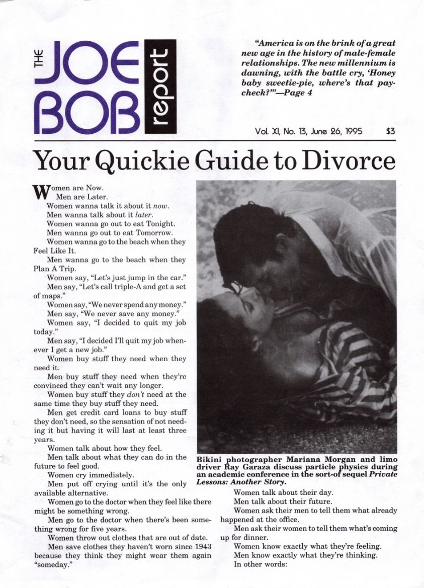 JOE BOB REPORT magazine side cover  Vol 11 No  13 26 June 1995