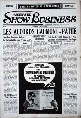 JOURNAL DU SHOW BUSINESS magazine side cover Issue 70 3 April 1970