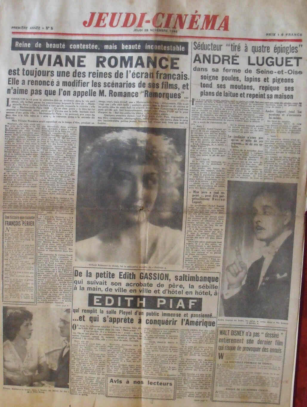 JEUDI-CINEMA magazine side cover Issue 9  1946