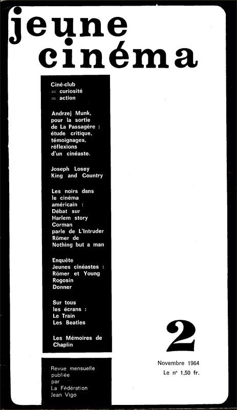 JEUNE CINEMA magazine side cover Issue 2 November 1964