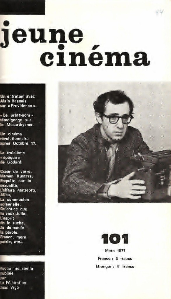 JEUNE CINEMA magazine side cover Issue 101 March 1977