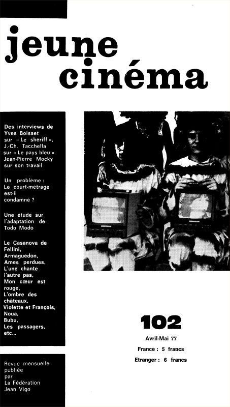 JEUNE CINEMA magazine side cover Issue 102 April/May 1977
