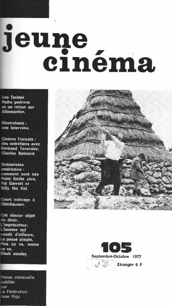 JEUNE CINEMA magazine side cover Issue 105 September/October 1977